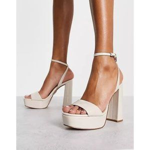 Steve Madden Kassiani High Heels in Bone Leather New Womens Platforms